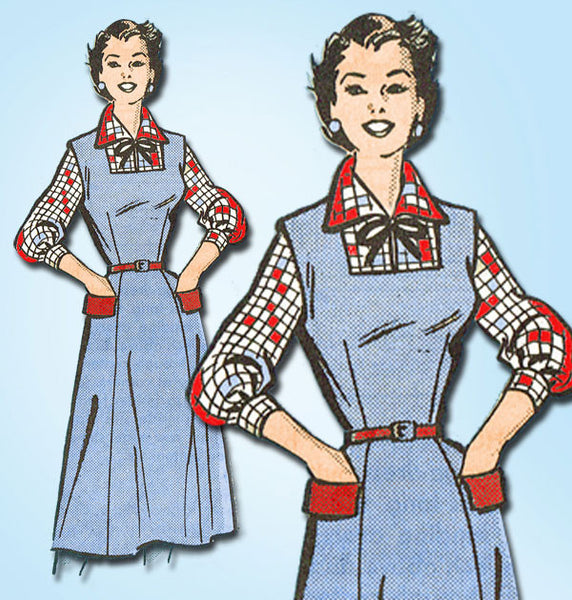 1950s Vintage Anne Adams Sewing Pattern 4654 Plus Size Jumper Dress Size 43 Bust