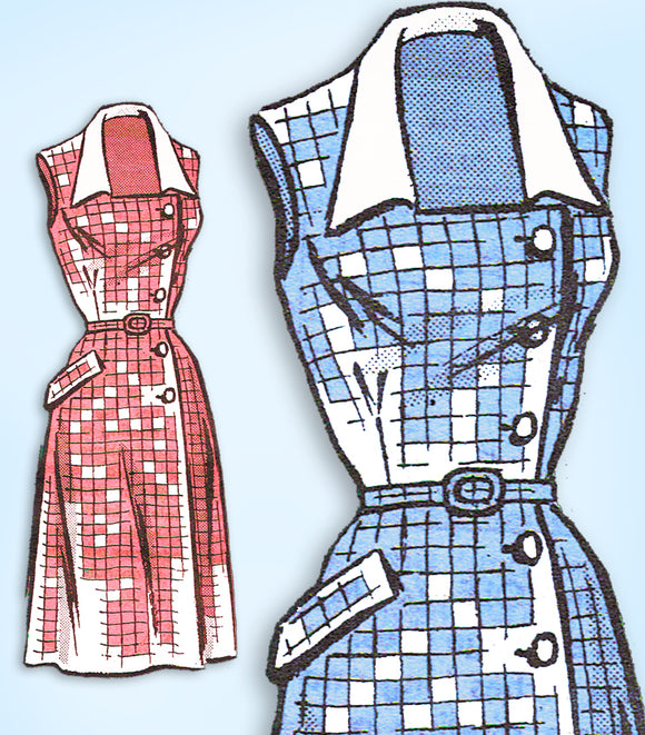 1950s Vintage Anne Adams Sewing Pattern 4664 Plus Size Dress Cute Collar 40 Bust