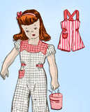 1940s Vintage Anne Adams Sewing Pattern 4694 Cute Toddler Girls Coveralls Size 4 - Vintage4me2