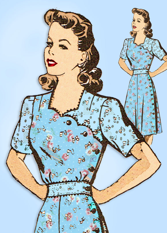 1940s Vintage Mail Order Sewing Pattern 4698 Uncut Misses WWII Dress Sz 32 Bust - Vintage4me2