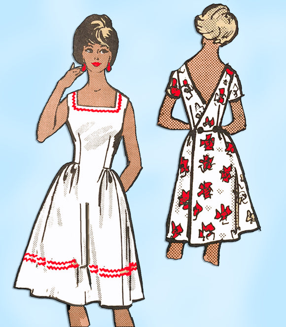 1960s Original Vintage Anne Adams Pattern 4732 Womens Plus Size Wrap Dress 40 B