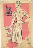 1940s Vintage Anne Adams Sewing Pattern 4742 Uncut Plus Size Womens Dress 42 B