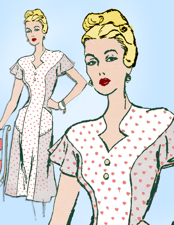 1940s Vintage Anne Adams Sewing Pattern 4742 Uncut Plus Size Womens Dress 42 B