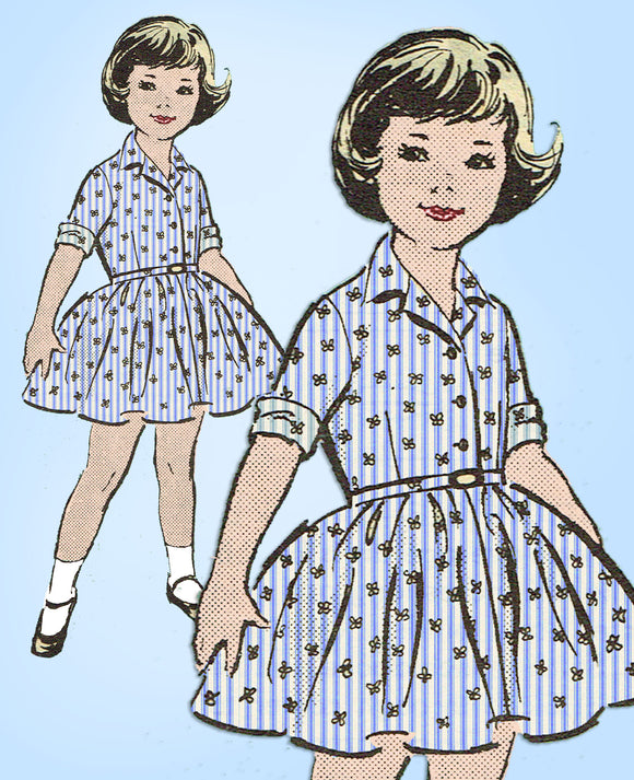 1950s Vintage Anne Adams Sewing Pattern 4747 Cute Toddler Girls Dress Sz 6 - Vintage4me2