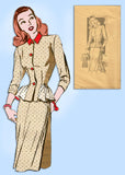 1940s Vintage Anne Adams Sewing Pattern 4753 Uncut Misses Peplum Suit Sz 29 Bust