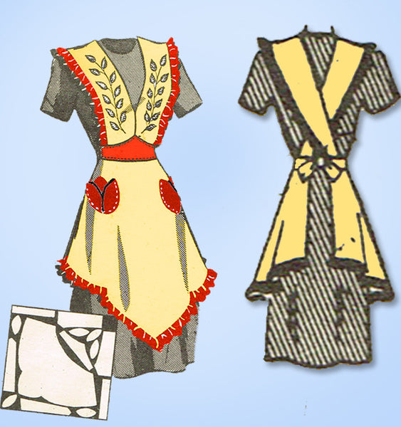 1940s Vintage Anne Adams Sewing Pattern 4768 Misses WWII Apron Size 32 34 Bust