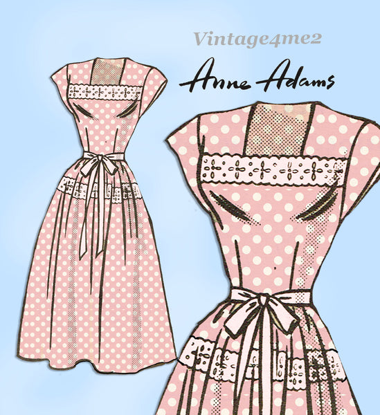 1940s Vintage Anne Adams Sewing Pattern 4781 Misses WWII Day Dress Sz 29 Bust