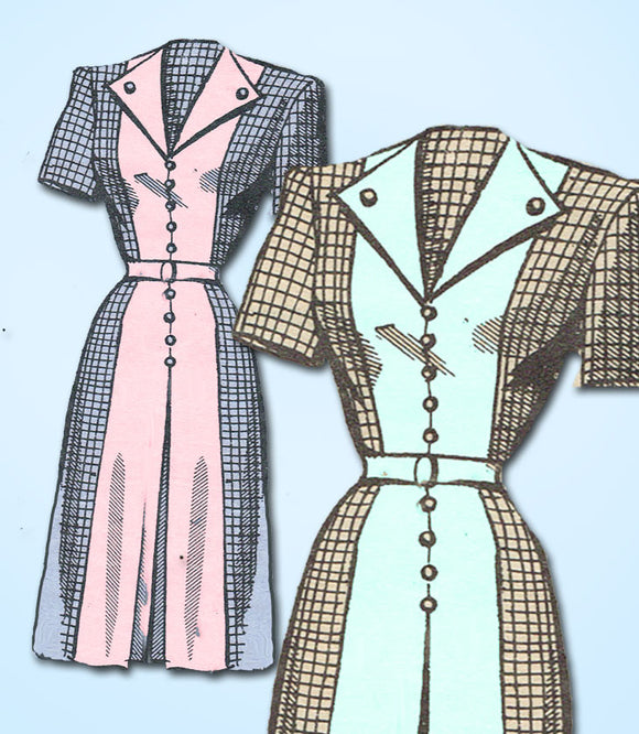1940s Vintage Anne Adams Sewing Pattern 4795 Plus Size Misses WWII Dress 46 Bust - Vintage4me2