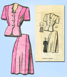 1940s Vintage Anne Adams Sewing Pattern 4805 Misses WWII Scalloped Suit Sz 16 - Vintage4me2