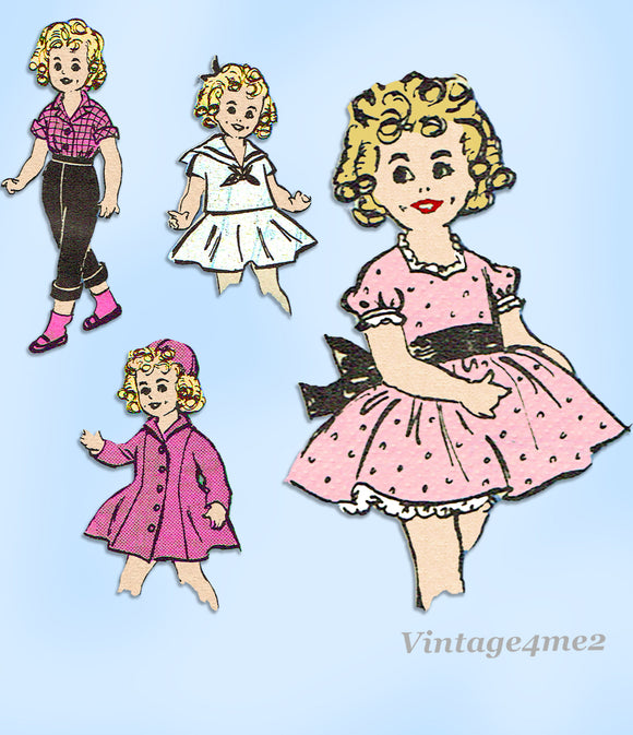 Anne Adams 4835: 1950s Cute Little Girl Doll Clothes Set Vintage Sewing Pattern