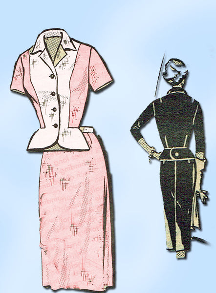 1950s Vintage Anne Adams Sewing Pattern Plus Size Ladies 2 Piece Dress Sz 43 B