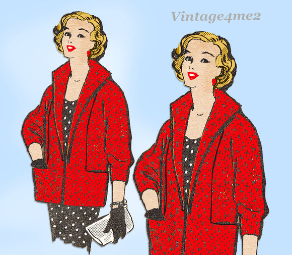 1950s Vintage Anne Adams Sewing Pattern 4841 Stylish Misses Coat Sz 40 Bust