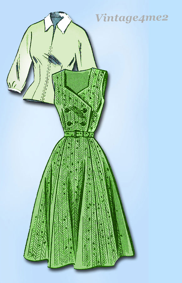 Anne Adams 4846: 1950s Misses Jumper Dress Size 36 Bust Vintage Sewing Pattern