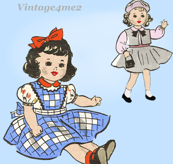 Anne Adams 4850: 1950s Cute 22 Inch Doll Clothes Set Vintage Sewing Pattern
