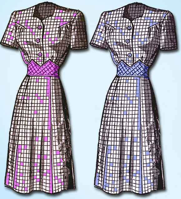 1940s Vintage Anne Adams Sewing Pattern 4882 Cute Misses WWII Dress Size 16 34B - Vintage4me2