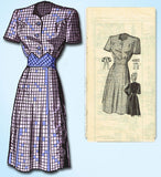 1940s Vintage Anne Adams Sewing Pattern 4882 Misses WWII Shirtwaist Dress Sz 32B - Vintage4me2