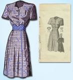 1940s Vintage Anne Adams Sewing Pattern 4882 Cute Misses WWII Dress Size 16 34B - Vintage4me2