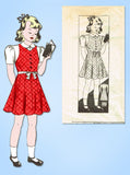 1940s Original Vintage Anne Adams Pattern 4912 Girls Jumper Dress & Blouse Sz 8