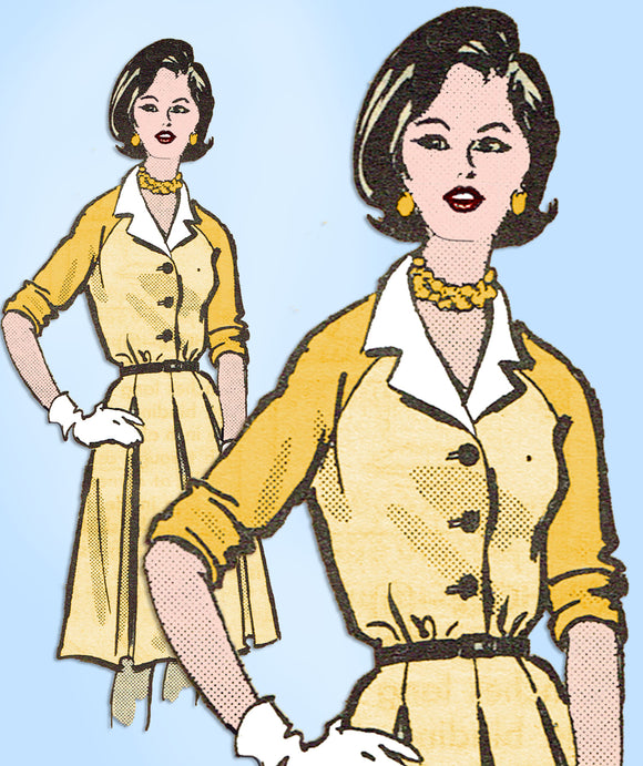 1960s Vintage Anne Adams Sewing Pattern 4971 Uncut Misses Raglan Dress Size 34 B - Vintage4me2