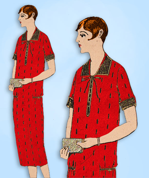 1920s Vintage Mail Order Sewing Pattern 5337 Misses Flapper House Dress Sz 34 B