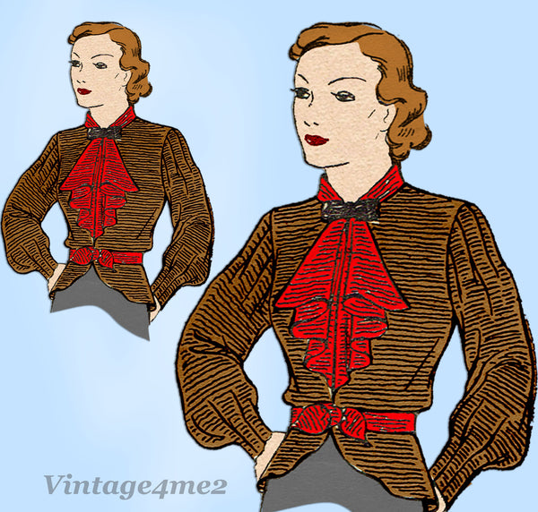 Mail Order 595: 1930s Stunning Misses Blouse Size 32 Bust Vintage Sewing Pattern