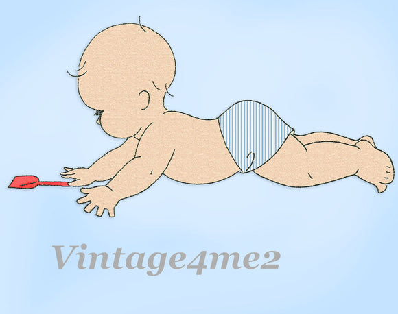 1930s Vintage Mail Order Embroidery Transfer 672 Uncut Baby Crib Cover Pattern