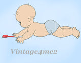 1930s Vintage Mail Order Embroidery Transfer 672 Uncut Baby Crib Cover Pattern