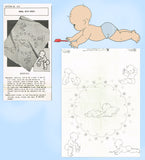 1930s Vintage Mail Order Embroidery Transfer 672 Uncut Baby Crib Cover Pattern