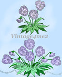 1940s Alice Brooks Embroidery Transfer 7067 Uncut Pansy Pillowcases and Towels