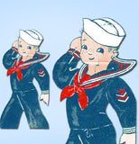 1940s Vintage Alice Brooks Transfer Pattern Uncut WWII Sailor Boy Sock Doll ORIG - Vintage4me2