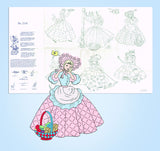 1940s Alice Brooks Embroidery Transfer 7235 Uncut Crinoline Lady Tea Towels -vintage4me2