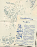 1940s VTG Alice Brooks Embroidery Transfer 7301 Uncut Garden Gal Pillowcases - Vintage4me2