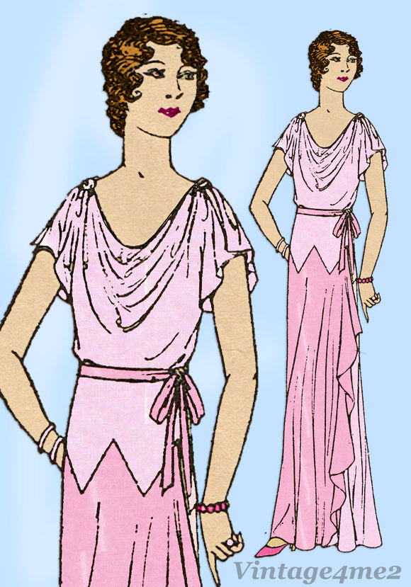 Mail Order 7322: 1930s Rare Misses Evening Gown Size 36 B Vintage Sewing Pattern - Vintage4me2