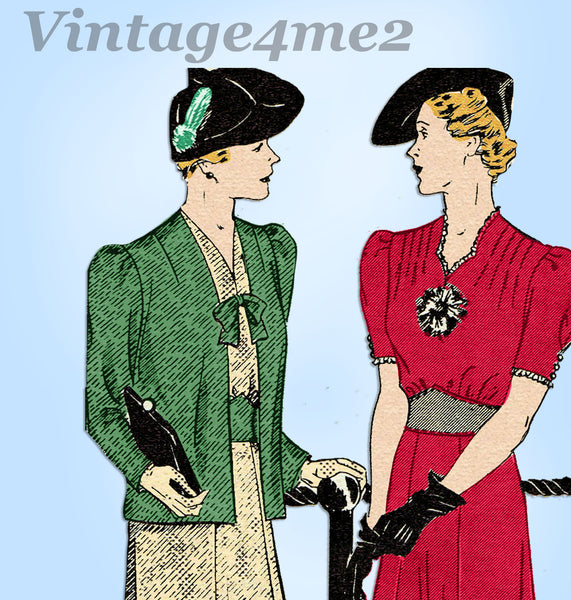 Mail Order 746: 1930s Stylish Misses Dress & Jacket 36 B Vintage Sewing Pattern - Vintage4me2