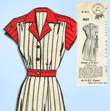 1940s Vintage Mail Order Sewing Pattern 8037 Plus Size Shirtwaist Dress 42 Bust