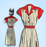 1940s Vintage Mail Order Sewing Pattern 8037 Plus Size Shirtwaist Dress 42 Bust