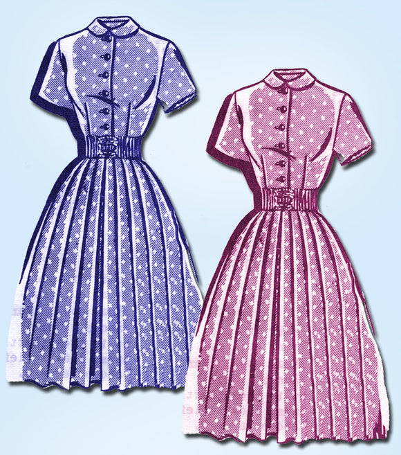 1950s Vintage Mail Order Sewing Pattern 8040 Misses Shirtwaist Dress Size 11 29B