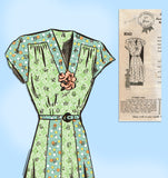 Mail Order 8043: 1940s Misses Feminine Day Dress Sz 38 B Vintage Sewing Pattern