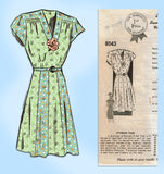 Mail Order 8043: 1940s Misses Feminine Day Dress Sz 38 B Vintage Sewing Pattern