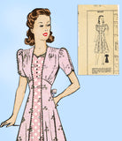 1940s Vintage Mail Order Sewing Pattern 8058 Flattering Misses Dress Size 34 B
