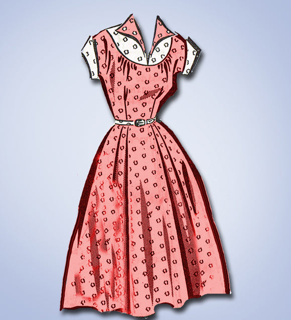 1950s Vintage Sew Rite Mail Order Sewing Pattern 8092 Misses Day Dress Size 30 B