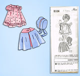 1960s Original Vintage Mail Order Pattern 8104 Uncut Baby Girls Dress Cape Bonnet Sz2