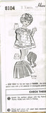 1960s Original Vintage Mail Order Pattern 8104 Uncut Baby Girls Dress Cape Bonnet Sz2