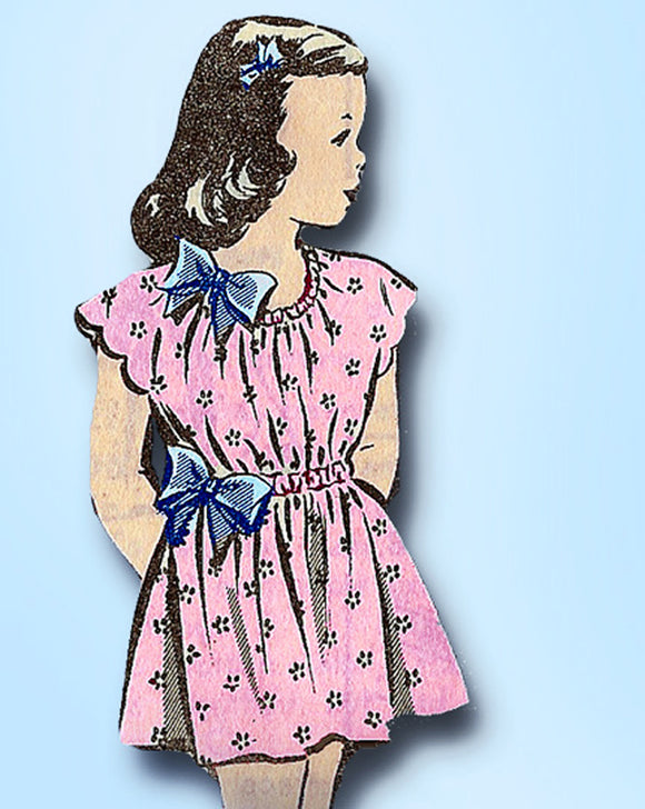 1940s Vintage Mail Order Sewing Pattern 8125 Very Easy Toddler Girls Dress Sz 2
