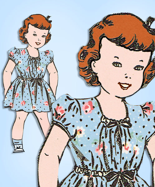 1940s Vintage Mail Order Sewing Pattern 8173 Easy Uncut Toddler Girls Dress Sz 5 - Vintage4me2