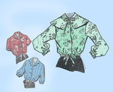 1950s Vintage Mail Order Sewing Pattern 8185 Charming Misses Blouse Sz 36 B