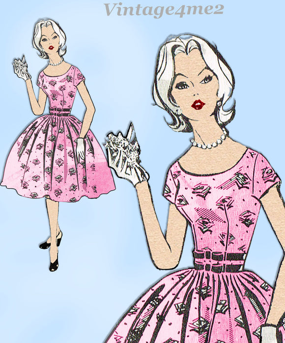 Mail Order 8193: 1950s Uncut Misses Cocktail Dress Sz 31 B Vintage Sewing Pattern