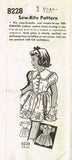 1950s Vintage Toddler Girls Dress VTG Mail Order Sewing Pattern 8228 Size 3