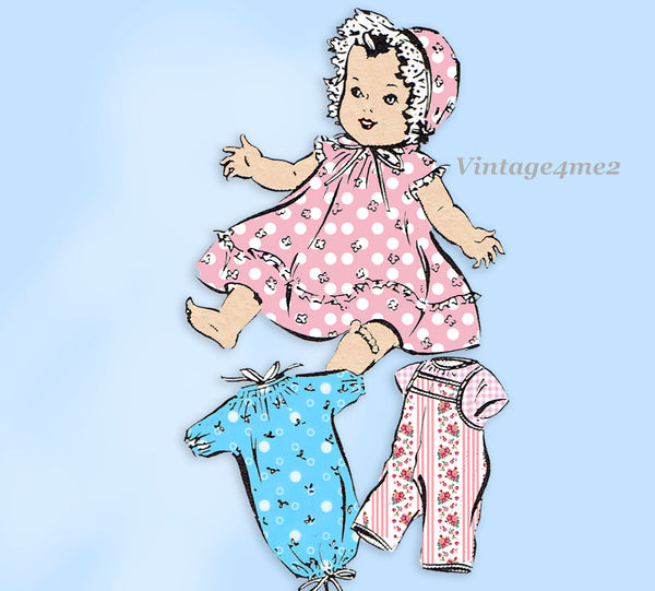 Mail Order 8258: 1950s Uncut 20inch Baby Doll Clothes Set Vintage Sewing Pattern