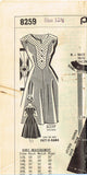 1950s Original Vintage Mail Order Pattern 8259 Uncut Misses Street Dress 33B